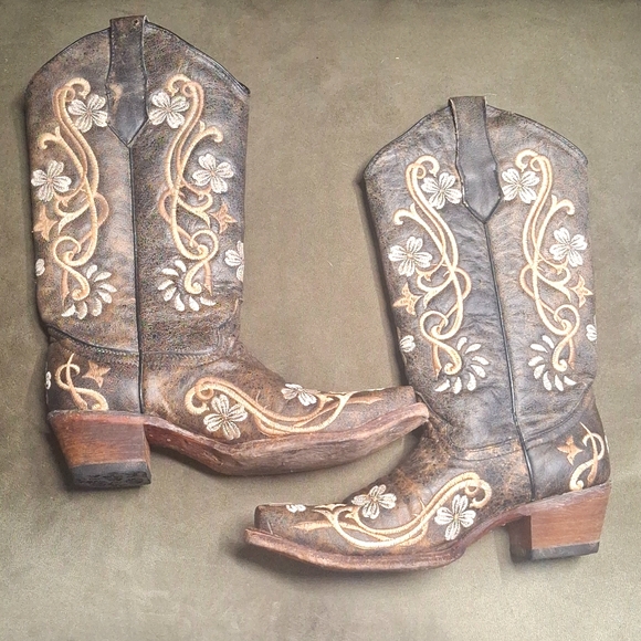 Circle G Square Toe Floral Boot Size 7 - Picture 4 of 7